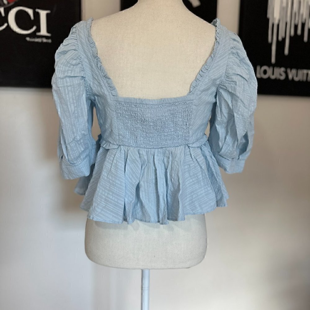 #193 NWOT Free People Leave It To Me Top in Baby Blue - Picture 4 of 5